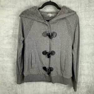 ALO Yoga Jacket Womens Small Gray Lined Hooded Pockets Athleisure Comfort Cozy